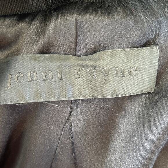 Jenni‎ Kayne Jacket Pea Coat XS Black Wool Fox Fur Collar Crop Silk Designer - Picture 11 of 14